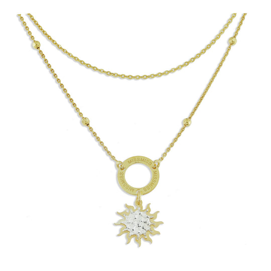 Collana sole argento dorato con lastra diamantata