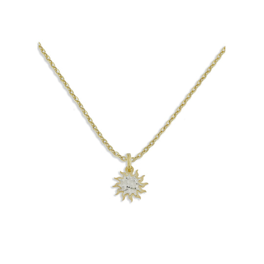 Collana sole piccolo argento dorato con lastra diamantata