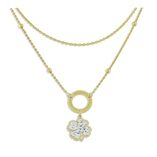 Collana fiore argento dorato con lastra diamantata