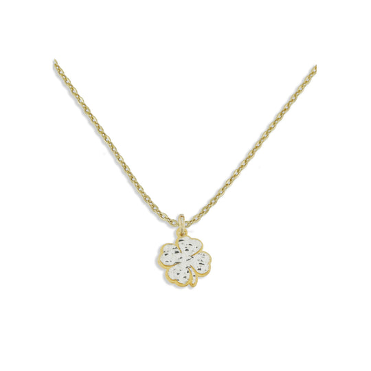 Collana fiore piccolo argento dorato con lastra diamantata