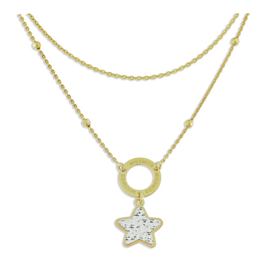 Collana stella argento dorato con lastra diamantata