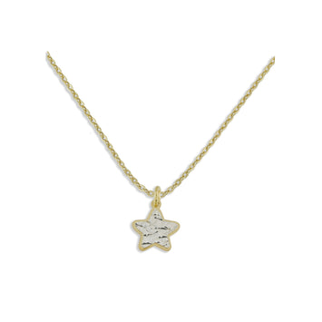 Collana stella piccola argento dorato con lastra diamantata