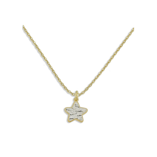 Collana stella piccola argento dorato con lastra diamantata