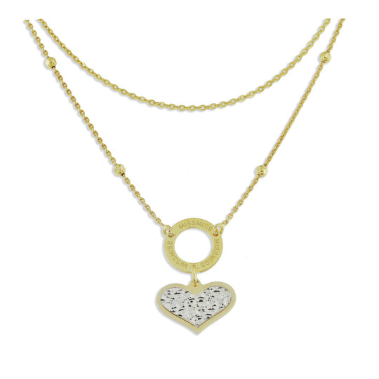 Collana cuore argento dorato con lastra diamantata