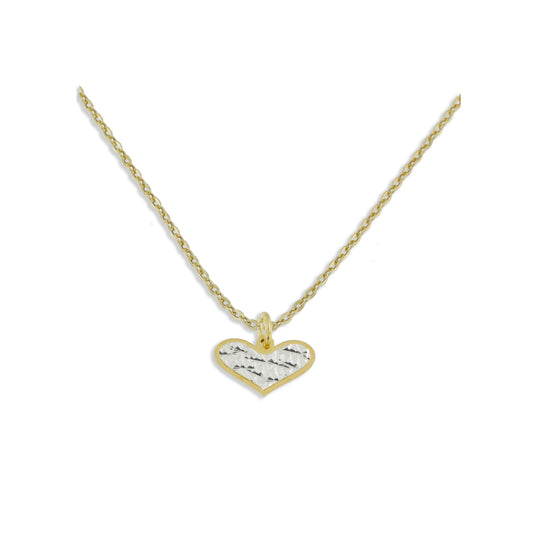 Collana cuore piccolo argento dorato con lastra diamantata