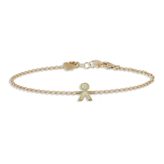 Bracciale in argento 925 rosè con soggetto bambino in argento diamantato