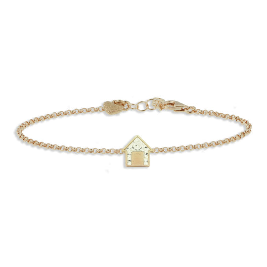 Bracciale in argento 925 rosè con soggetto casina in argento diamantato