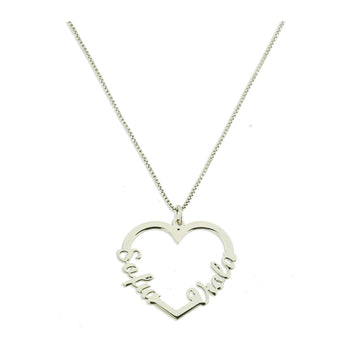 Collana cuore mm 30 x 30 max 2 nomi in argento 925