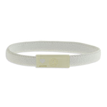 Bracciale BIANCO con targhetta in argento  925 personalizzabile tessuto elastico