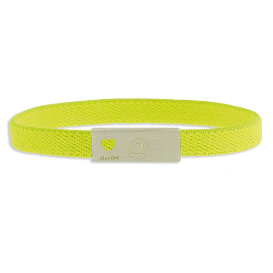 Bracciale GIALLO FLUO con targhetta in argento personalizzabile tessuto elastico