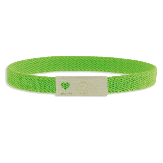 Bracciale VERDE FLUO con targhetta in argento personalizzabile tessuto elastico