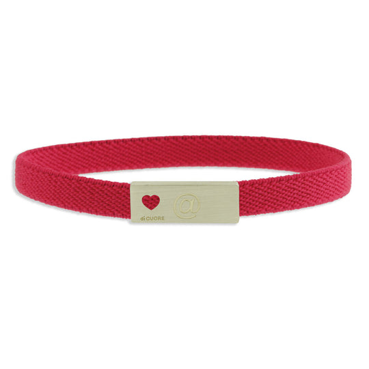 Bracciale RED CORAL con targhetta in argento personalizzabile tessuto elastico