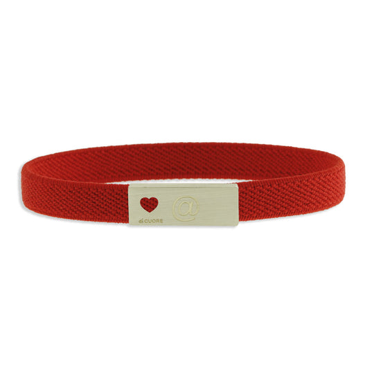 Bracciale ROSSO  con targhetta in argento personalizzabile tessuto elastico
