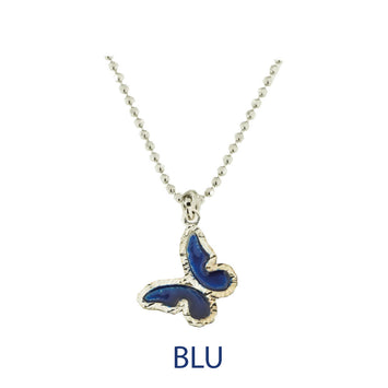 Collana butterfly argento effetto diamantato smalto blu