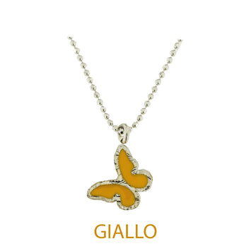 Collana butterfly argento effetto diamantato smalto giallo