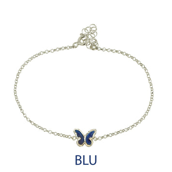 Bracciale butterfly argento effetto diamantato smalto blu