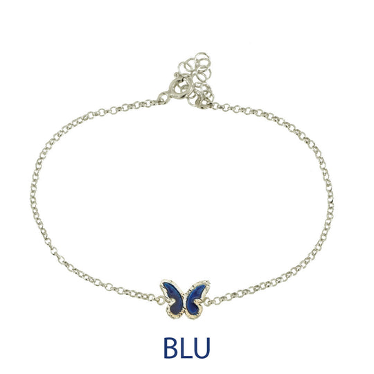 Bracciale butterfly argento effetto diamantato smalto blu