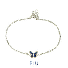 Bracciale butterfly argento effetto diamantato smalto blu
