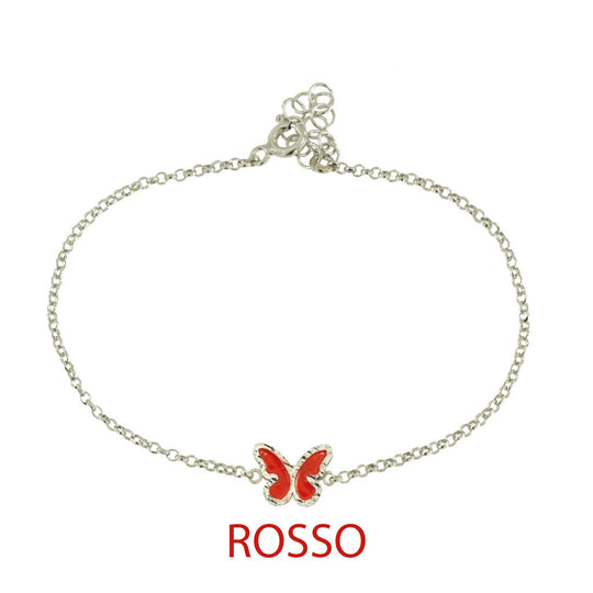 Bracciale butterfly argento effetto diamantato smalto rosso