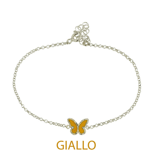 Bracciale butterfly argento effetto diamantato smalto giallo