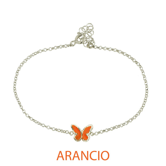 Bracciale butterfly argento effetto diamantato smalto arancio