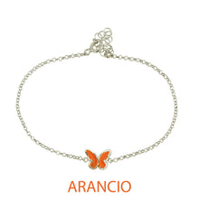 Bracciale butterfly argento effetto diamantato smalto arancio