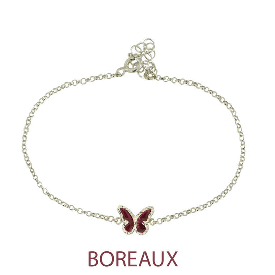 Bracciale butterfly argento effetto diamantato smalto bordeaux