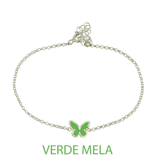 Bracciale butterfly argento effetto diamantato smalto verde mela