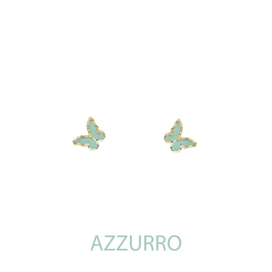 Orecchini butterfly argento effetto diamantato smalto azzurro
