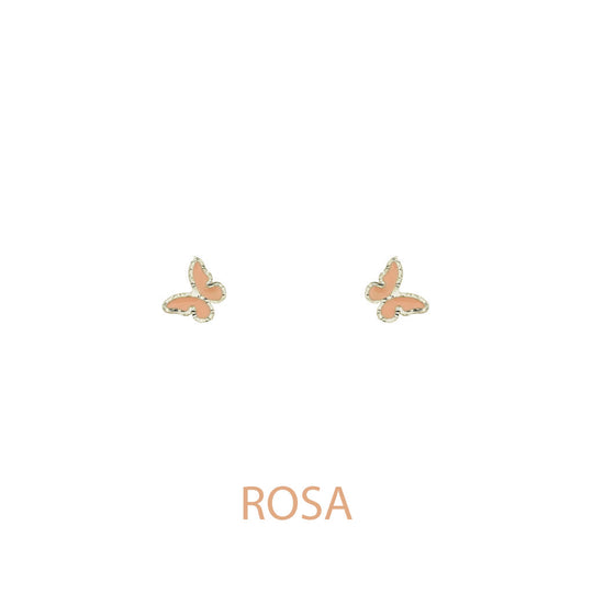 Orecchini butterfly argento effetto diamantato smalto rosa