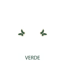 Orecchini butterfly argento effetto diamantato smalto verde