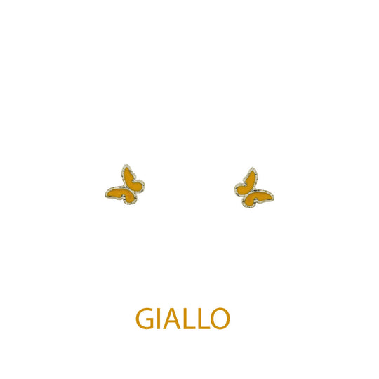 Orecchini butterfly argento effetto diamantato smalto giallo