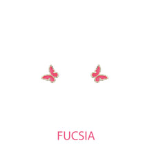 Orecchini butterfly argento effetto diamantato smalto fucsia