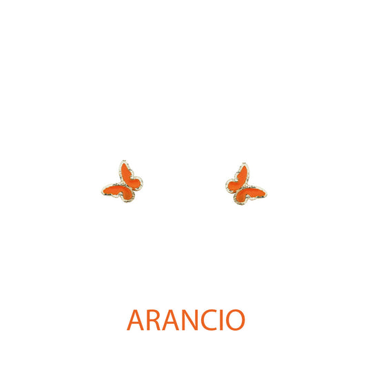 Orecchini butterfly argento effetto diamantato smalto arancio