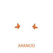 Orecchini butterfly argento effetto diamantato smalto arancio