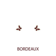 Orecchini butterfly argento effetto diamantato smalto bordeaux