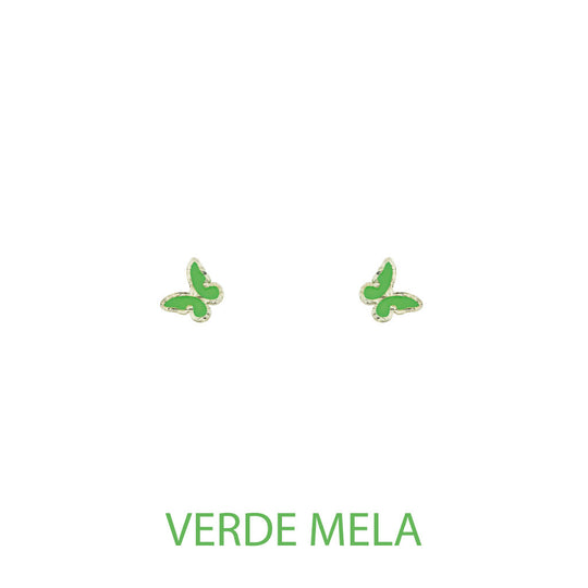 Orecchini butterfly argento effetto diamantato smalto verde mela