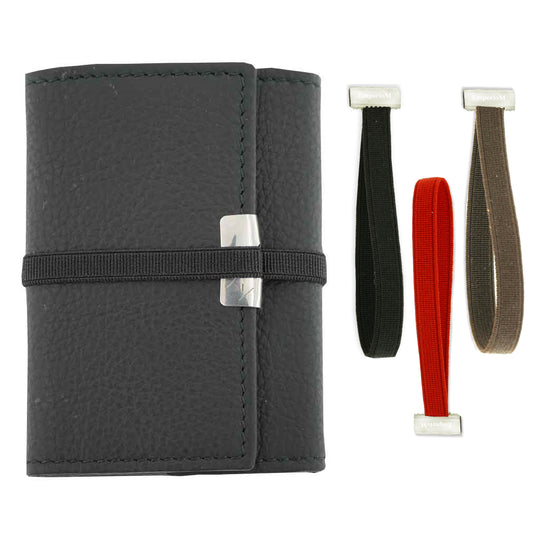 Portafoglio colore nero bottalato per banconote e carte di credito con finitura in argento