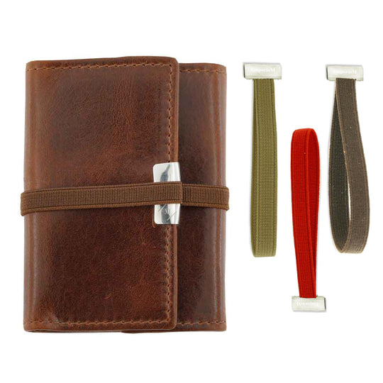 Portafoglio color cuoio per banconote e carte di credito con finitura in argento