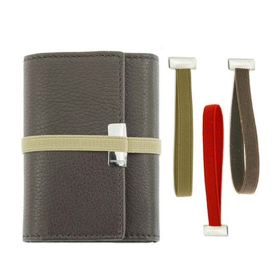 Portafoglio colore testa di moro per banconote e carte di credito con finitura in argento