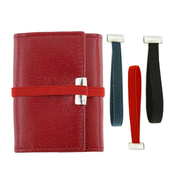 Portafoglio colore rosso per banconote e carte di credito con finitura in argento