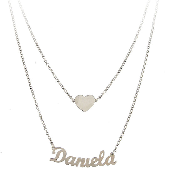 Collana con nome personalizzato in argento con nome e cuore