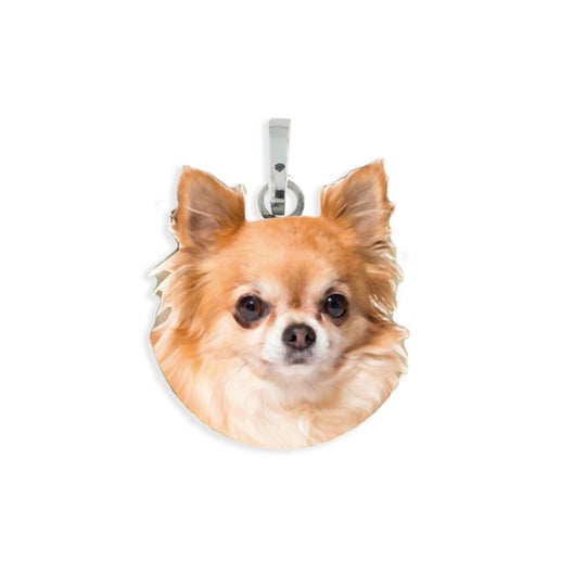 Medaglietta con cane chihuahua pelo lungo in argento 925