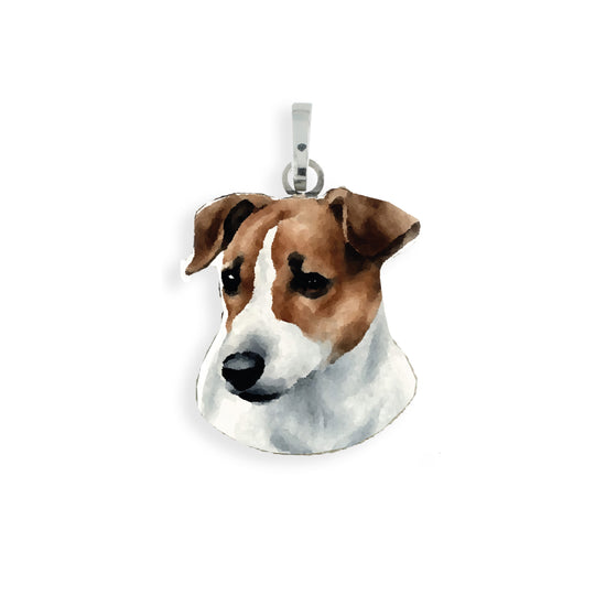 Medaglietta con cane jack russell in argento 925