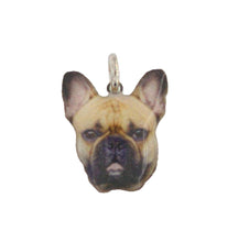 Medaglietta con cane bulldog francese marrone in argento 925