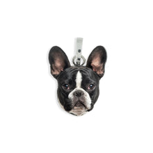 Medaglietta con cane bulldog francese bianco e nero in argento 925