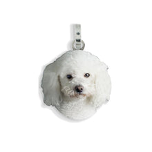 Medaglietta con cane barboncino bianco in argento 925