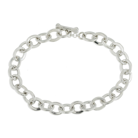 Bracciale in argento bianco con chiusura ad osso