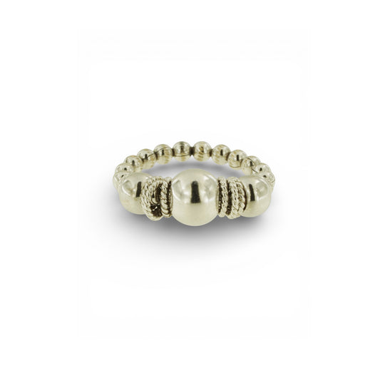Anello flex con pallina in argento centrale