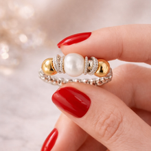 Anello flex con pallina in argento con centrale perla naturale